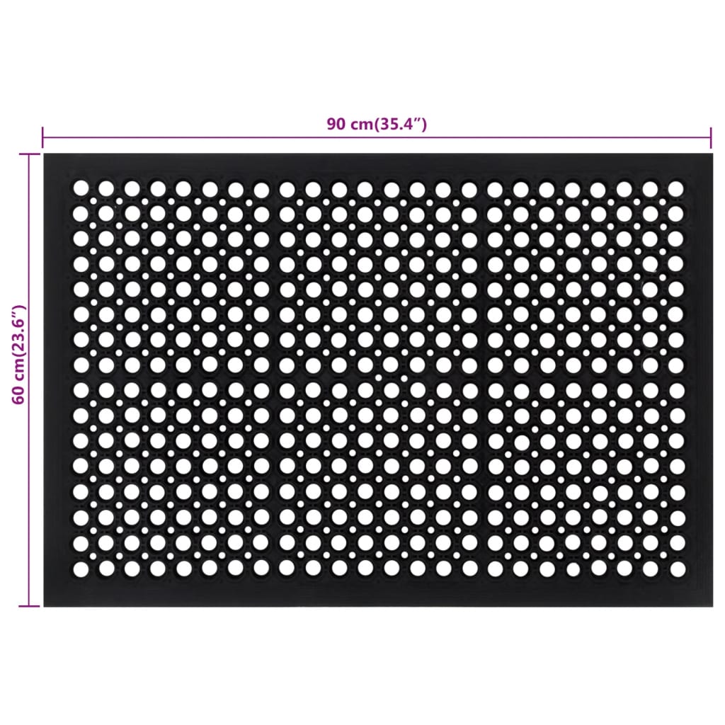 Tapete de porta retangular 60x90 cm borracha