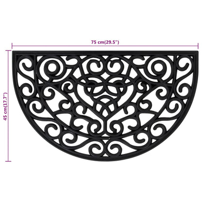 Tapete de porta semicircular 45x75 cm borracha