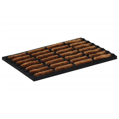 Tapete de porta retangular 40x60 cm borracha e fibra de coco