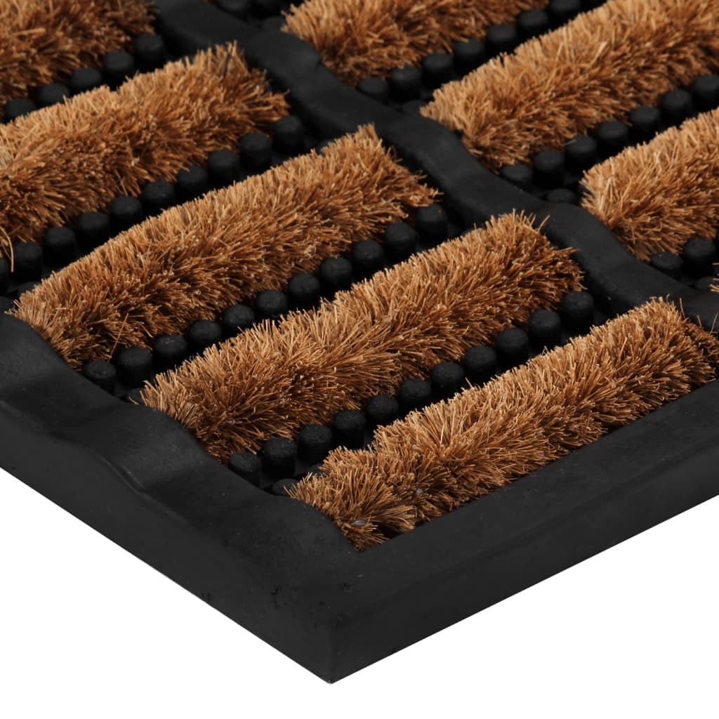 Tapete de porta retangular 45x75 cm borracha e fibra de coco
