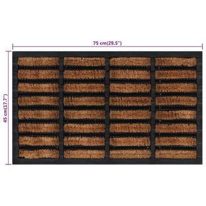 Tapete de porta retangular 45x75 cm borracha e fibra de coco