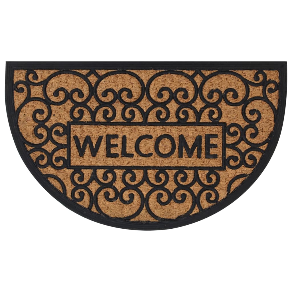 Tapete de porta semicircular 45x75 cm borracha e fibra de coco