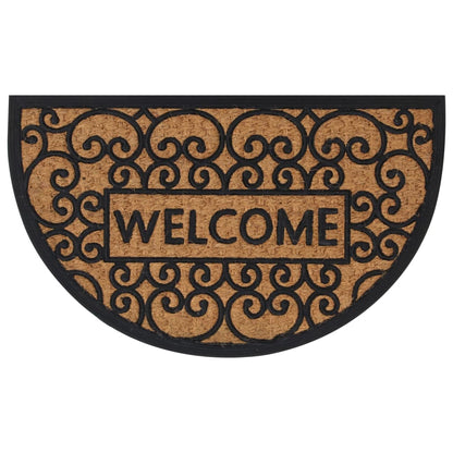 Tapete de porta semicircular 45x75 cm borracha e fibra de coco