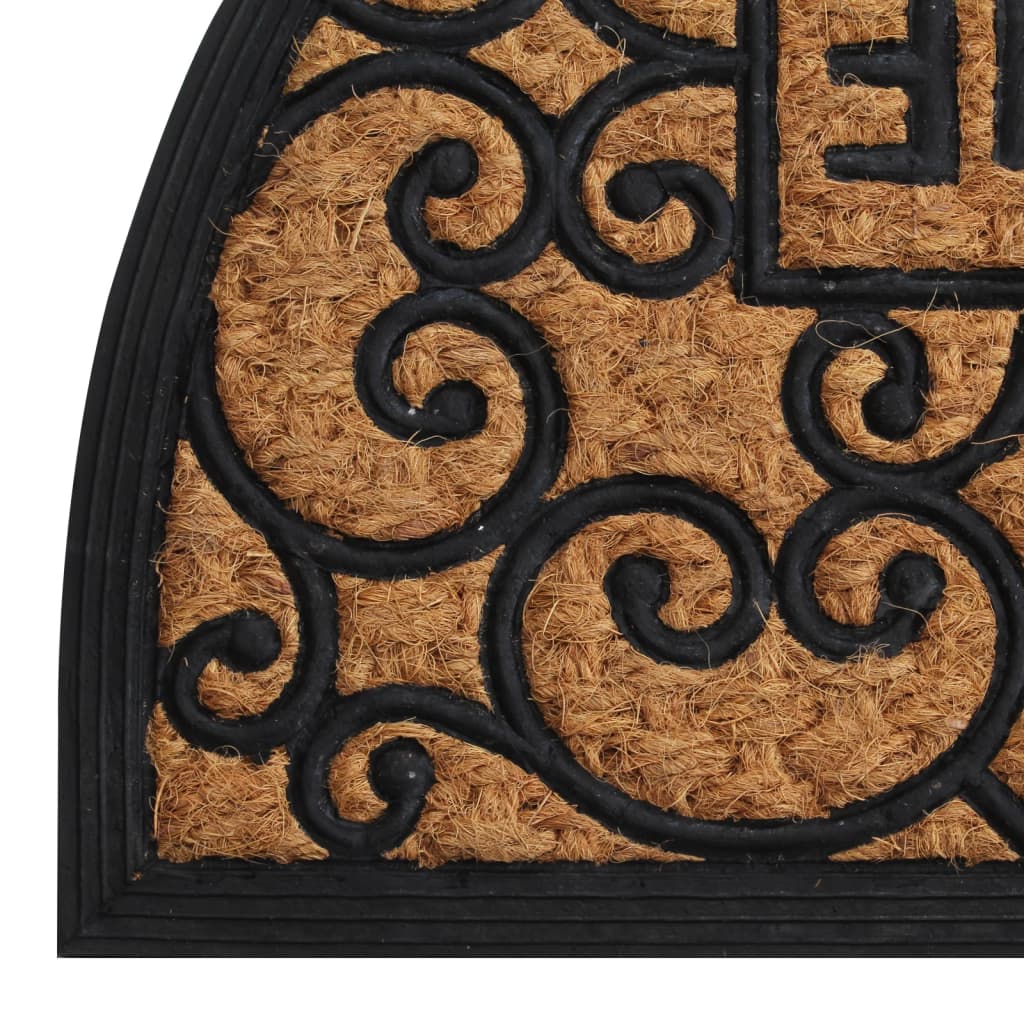 Tapete de porta semicircular 45x75 cm borracha e fibra de coco