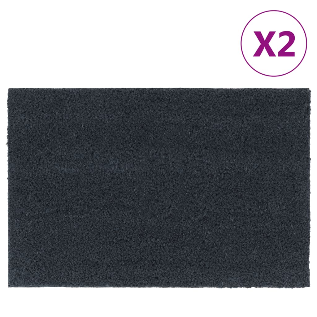 Tapetes porta 2 pcs 40x60 cm fibra coco tufada cinzento escuro