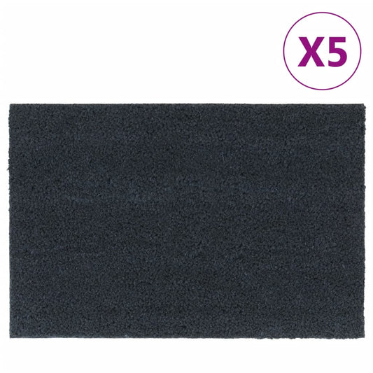 Tapetes porta 5 pcs 40x60 cm fibra coco tufada cinzento escuro