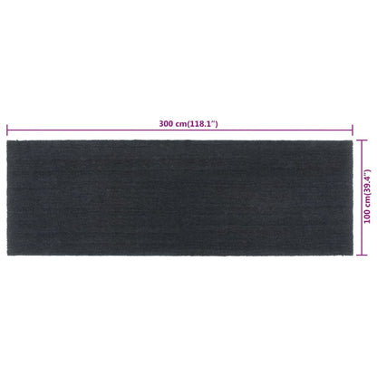 Tapete de porta 100x300 cm fibra de coco tufada cinzento escuro