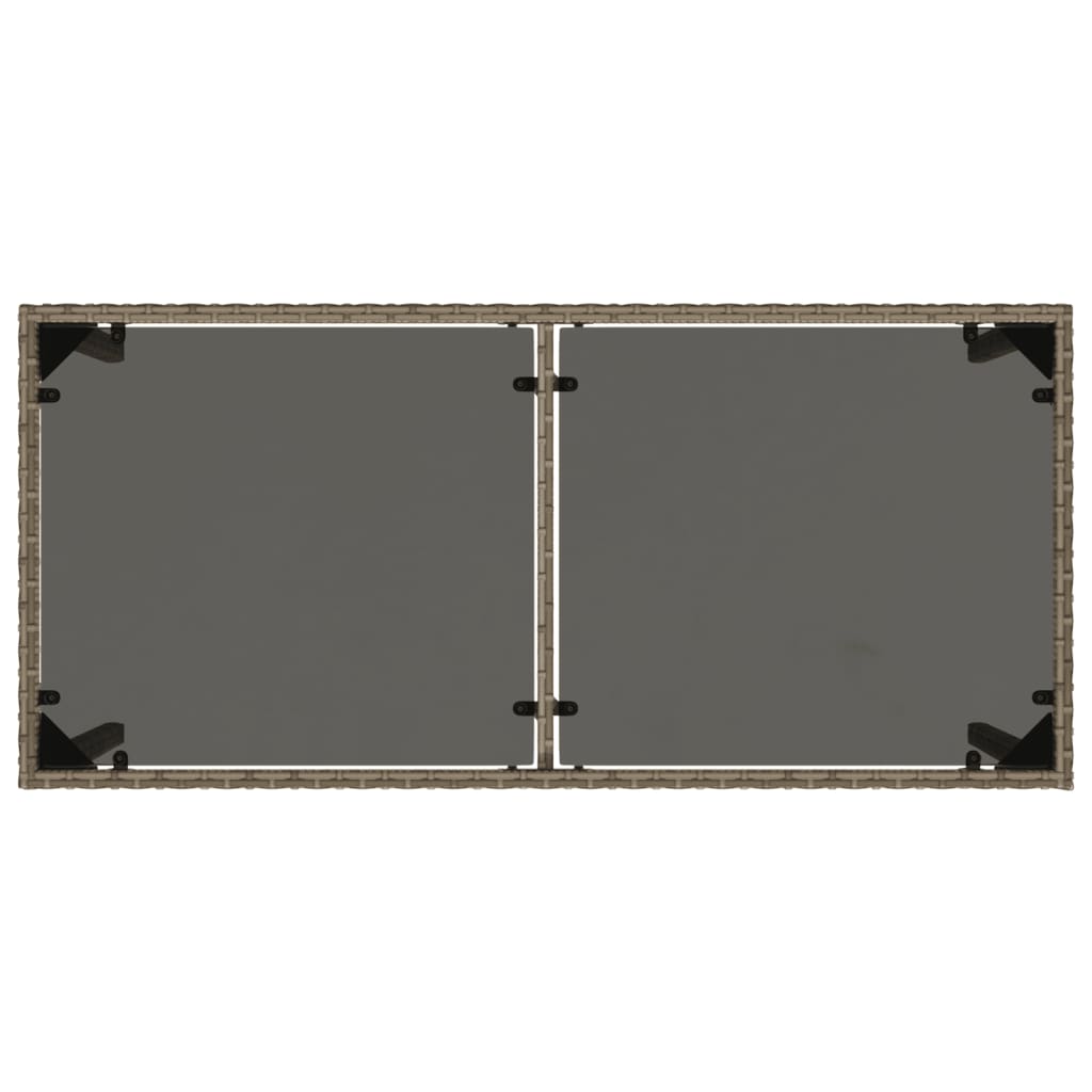 Mesa de jardim com tampo de vidro 115x54x74 cm vime PE cinza