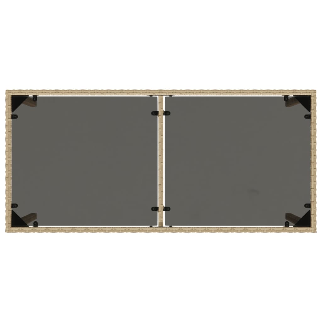 Mesa de jardim com tampo de vidro 115x54x74 cm vime PE bege