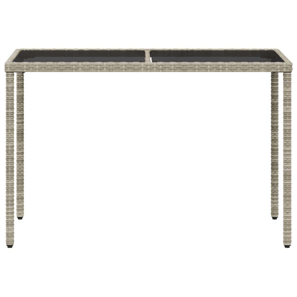 Mesa jardim c/ tampo de vidro 115x54x74 cm vime PE cinza-claro