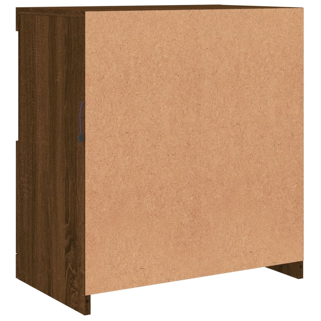 Aparador com luzes LED 60,5x37x67 cm carvalho castanho