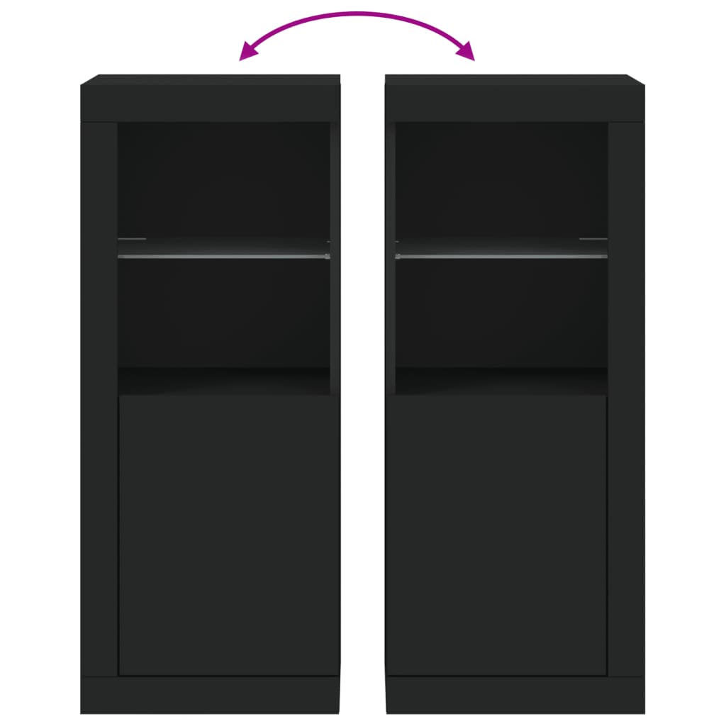 Aparador com luzes LED 41x37x100 cm preto