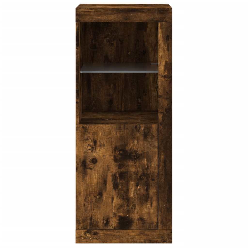 Aparador com luzes LED 41x37x100 cm carvalho fumado