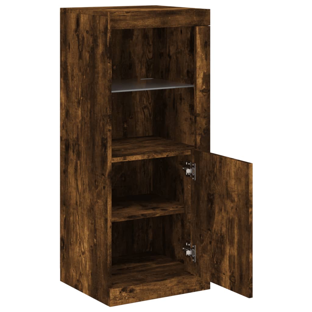 Aparador com luzes LED 41x37x100 cm carvalho fumado