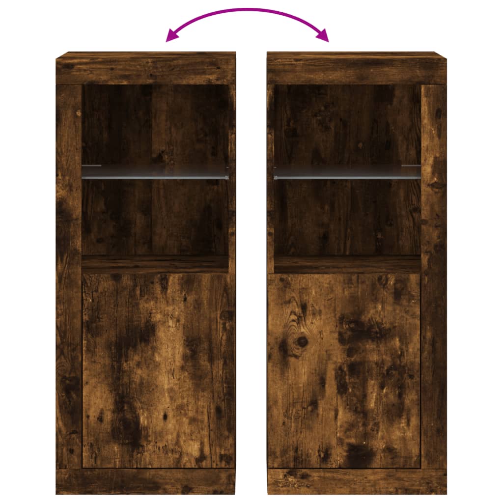 Aparador com luzes LED 41x37x100 cm carvalho fumado