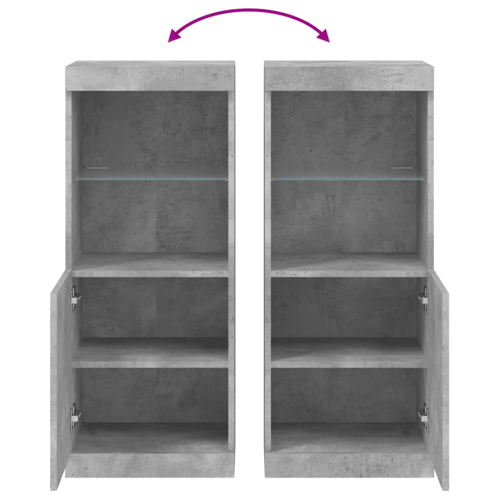 Aparador com luzes LED 41x37x100 cm cinzento cimento