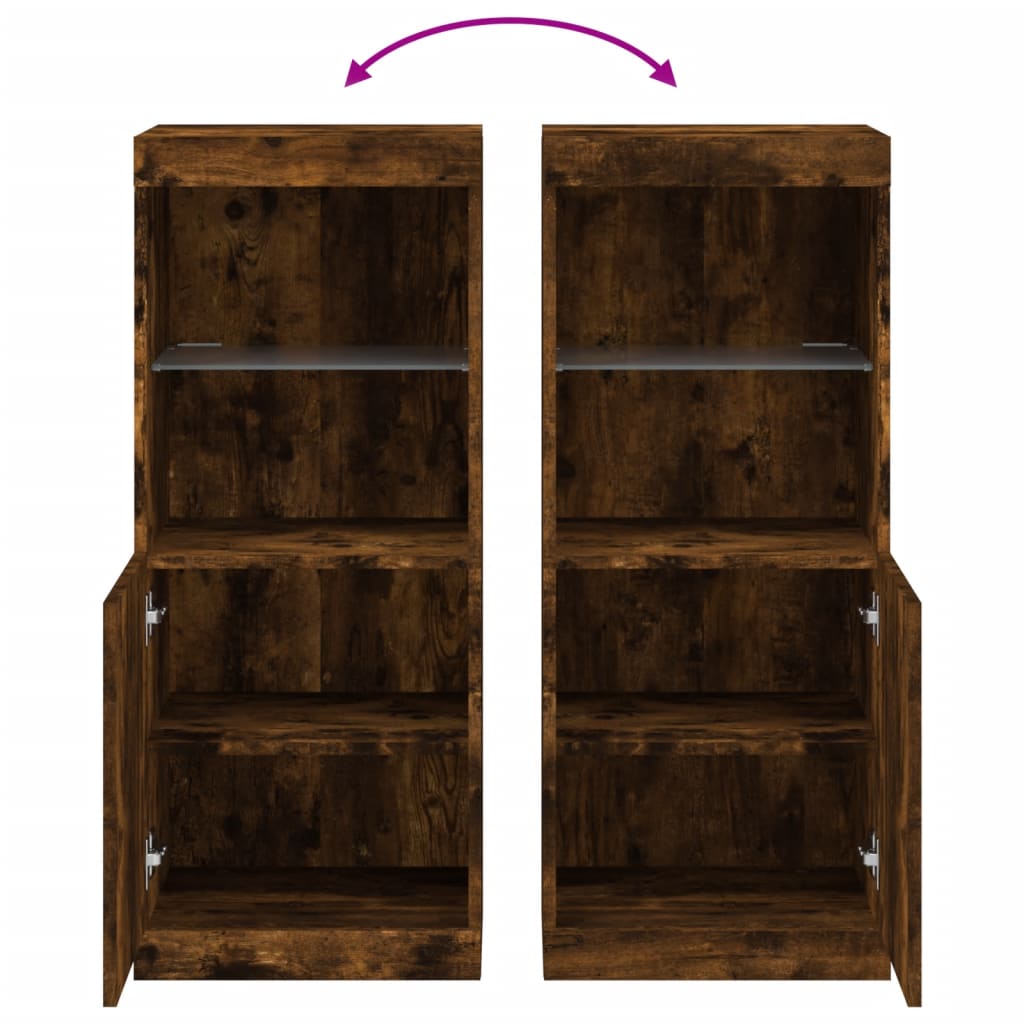 Aparador com luzes LED 41x37x100 cm carvalho fumado