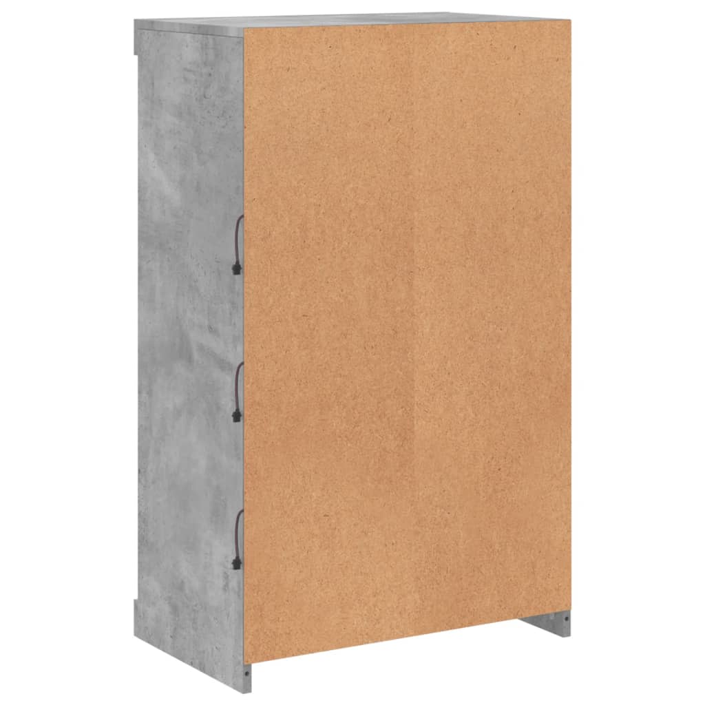 Aparador com luzes LED 60,5x37x100 cm cinzento cimento