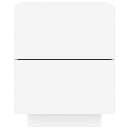 Mesa de cabeceira com luzes LED derivados de madeira branco