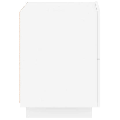 Mesa de cabeceira com luzes LED derivados de madeira branco