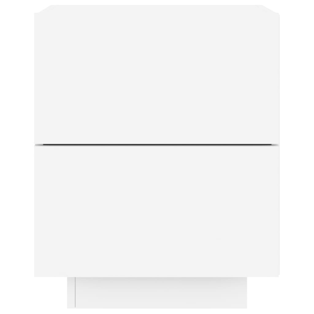 Mesas de cabeceira c/ luzes LED 2 pcs derivados madeira branco