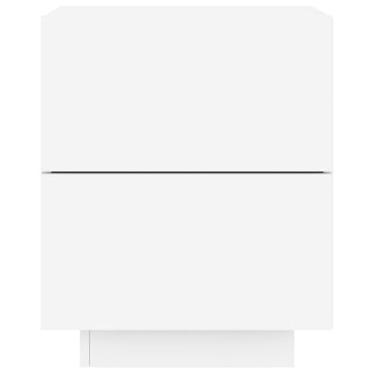 Mesas de cabeceira c/ luzes LED 2 pcs derivados madeira branco