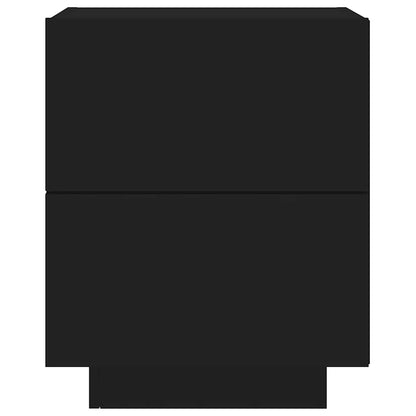 Mesa de cabeceira com luzes LED derivados de madeira preto