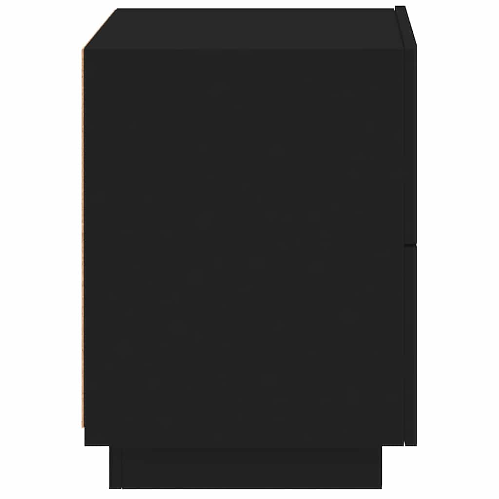 Mesa de cabeceira com luzes LED derivados de madeira preto