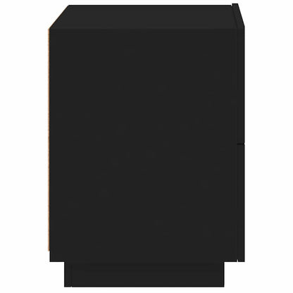 Mesa de cabeceira com luzes LED derivados de madeira preto
