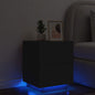 Mesa de cabeceira com luzes LED derivados de madeira preto