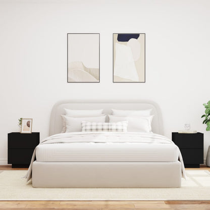 Mesas de cabeceira c/ luzes LED 2 pcs derivados madeira preto