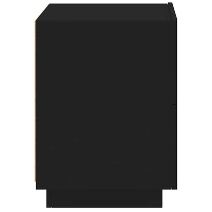 Mesas de cabeceira c/ luzes LED 2 pcs derivados madeira preto