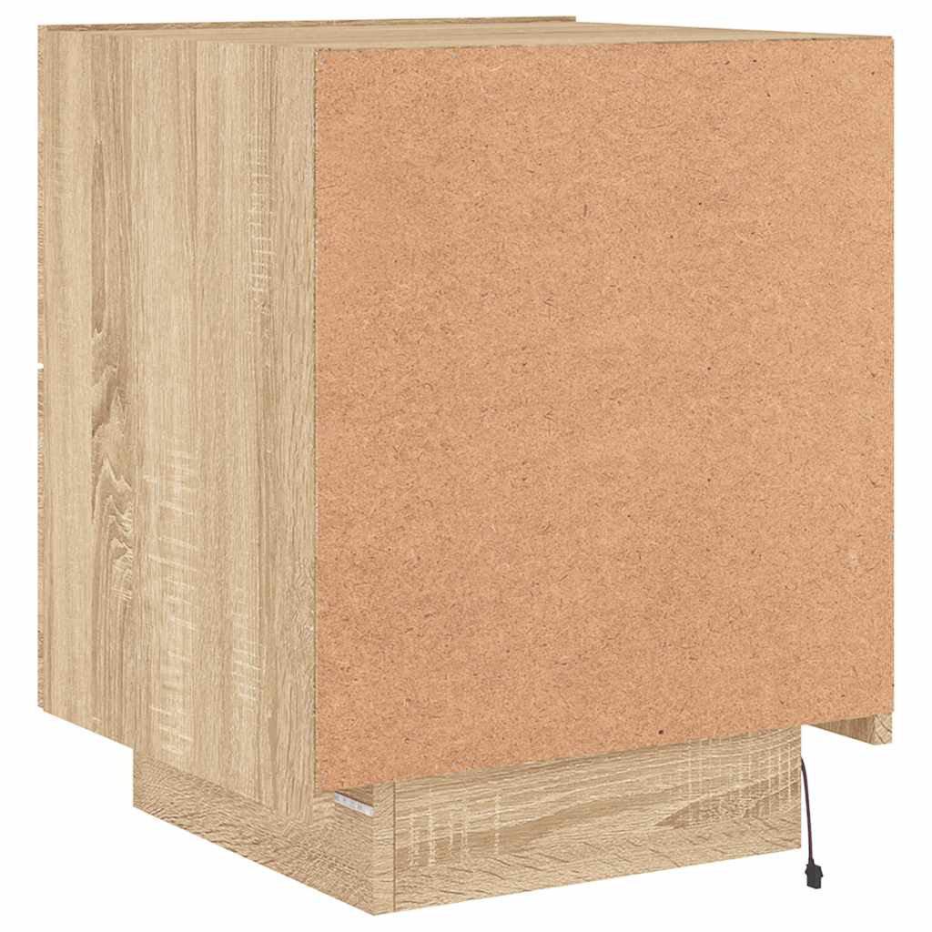 Mesa cabeceira c/ luzes LED derivados madeira carvalho sonoma