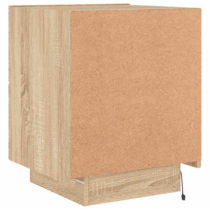 Mesa cabeceira c/ luzes LED derivados madeira carvalho sonoma