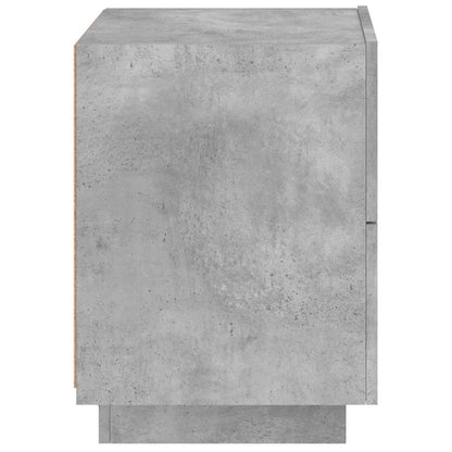 Mesa de cabeceira c/ luzes LED derivados madeira cinza cimento