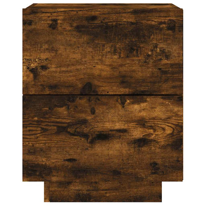 Mesas cabeceira c/ LEDs 2 pcs derivados madeira carvalho fumado