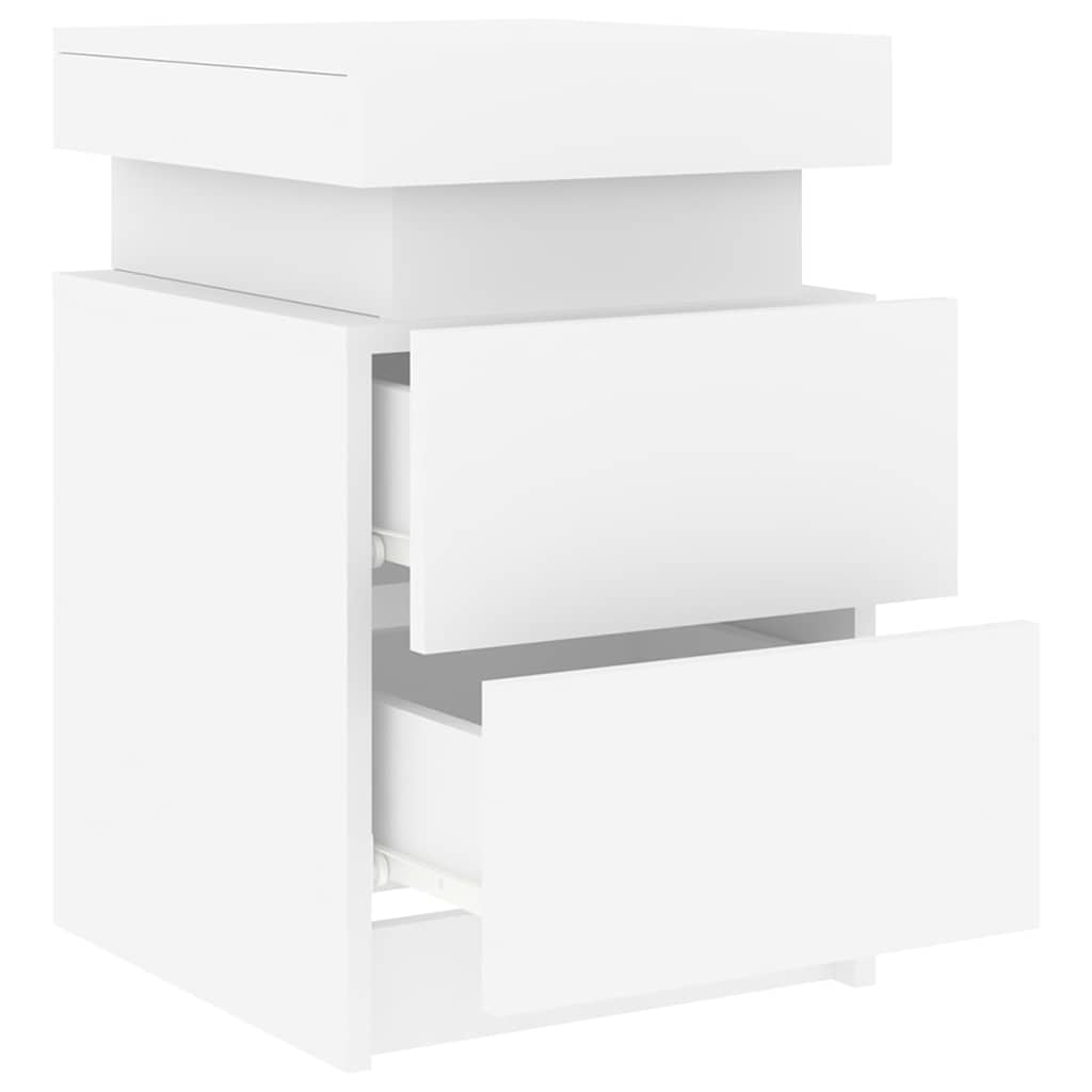 Mesa de cabeceira com luzes LED 35x39x55 cm branco