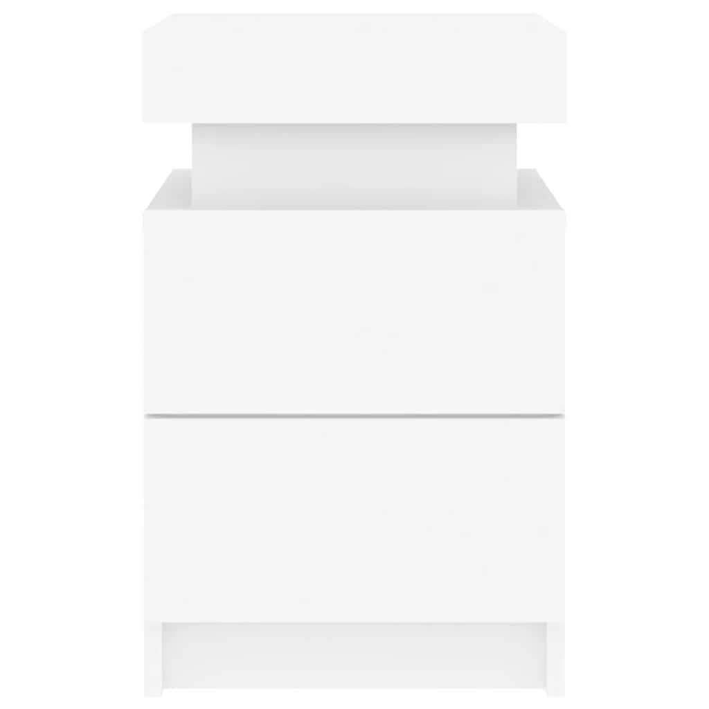 Mesa de cabeceira com luzes LED 35x39x55 cm branco