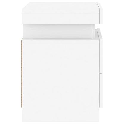 Mesa de cabeceira com luzes LED 35x39x55 cm branco