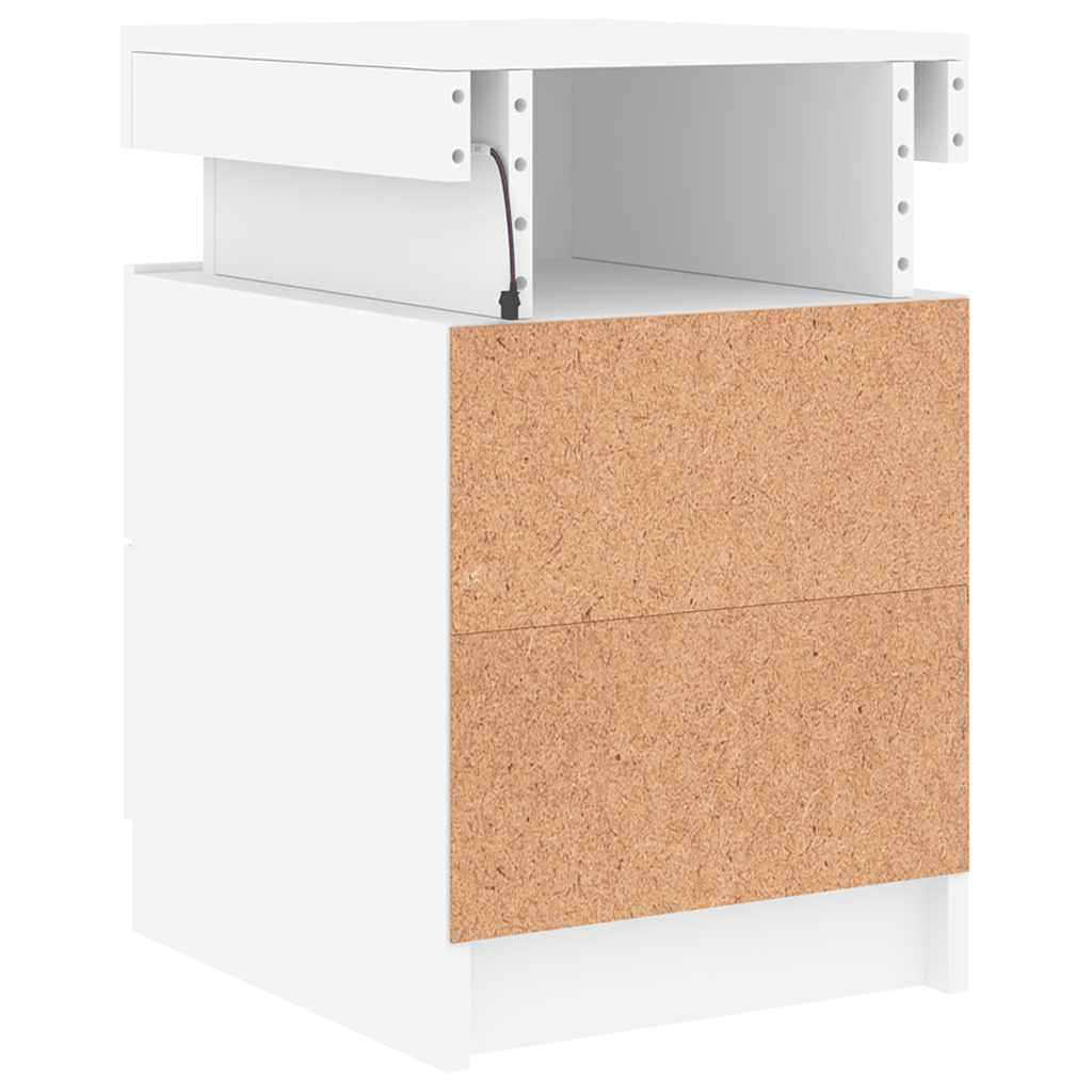 Mesa de cabeceira com luzes LED 35x39x55 cm branco