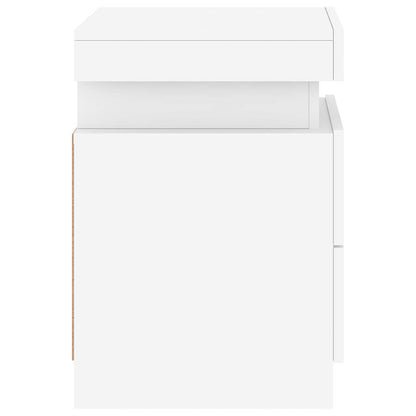 Mesas de cabeceira com luzes LED 2 pcs 35x39x55 cm branco