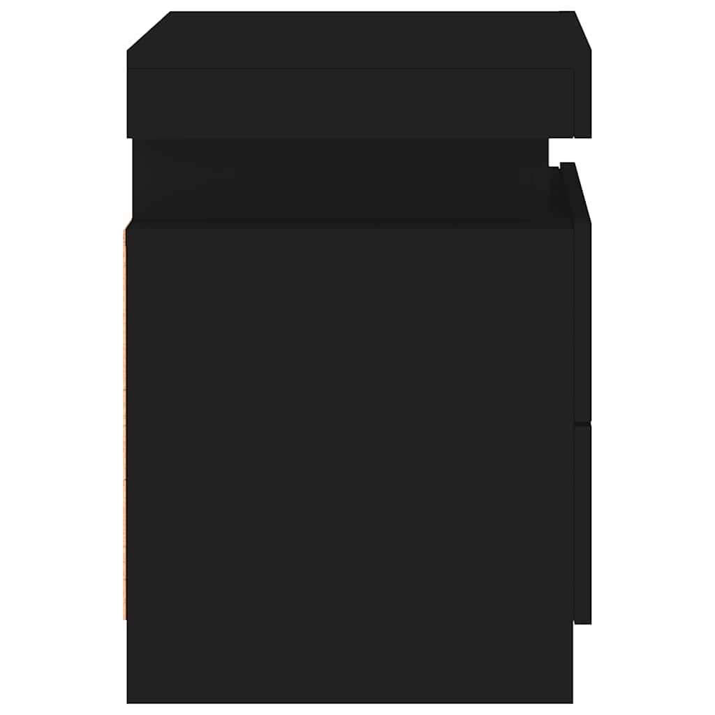 Mesa de cabeceira com luzes LED 35x39x55 cm preto