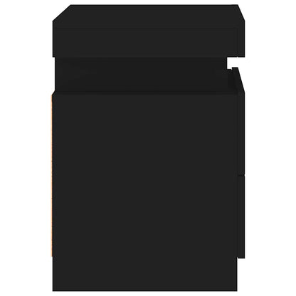 Mesa de cabeceira com luzes LED 35x39x55 cm preto