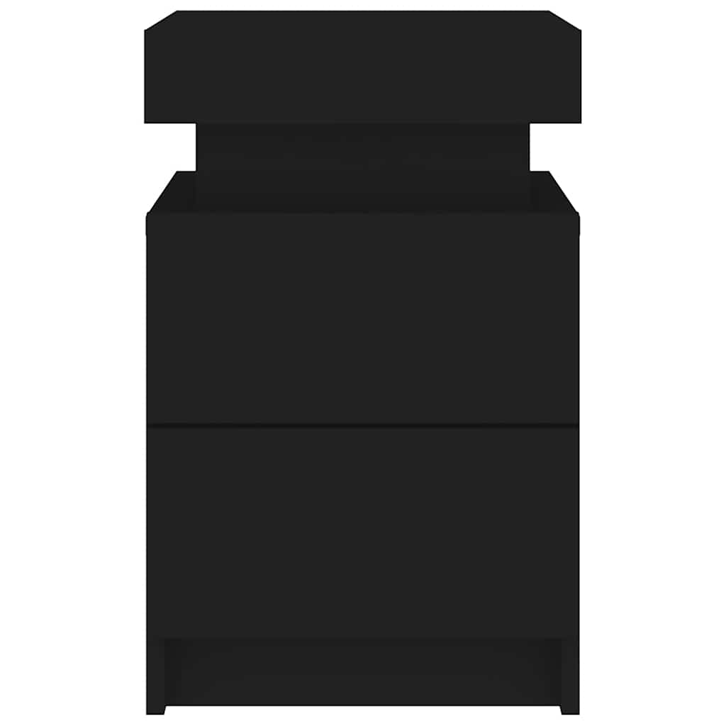 Mesas de cabeceira com luzes LED 2 pcs 35x39x55 cm preto