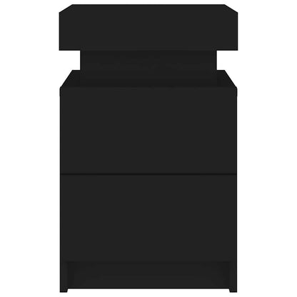 Mesas de cabeceira com luzes LED 2 pcs 35x39x55 cm preto