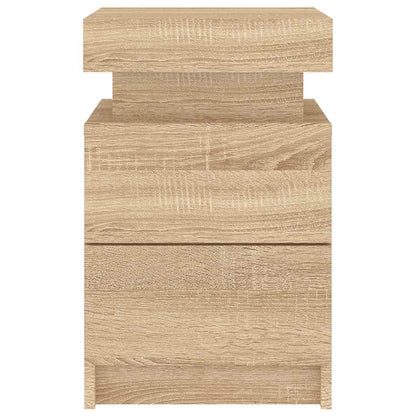 Mesas cabeceira c/ luzes LED 2 pcs 35x39x55 cm carvalho sonoma