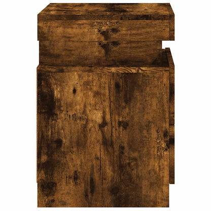 Mesa de cabeceira com luzes LED 35x39x55 cm carvalho fumado