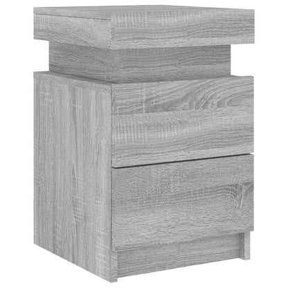 Mesas cabeceira c/ luzes LED 2 pcs 35x39x55 cm cinza sonoma