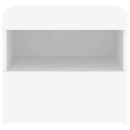 Mesa de cabeceira com luzes LED 50x40x45 cm branco