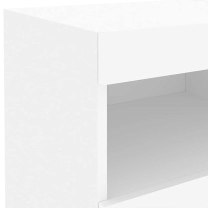 Mesa de cabeceira com luzes LED 50x40x45 cm branco